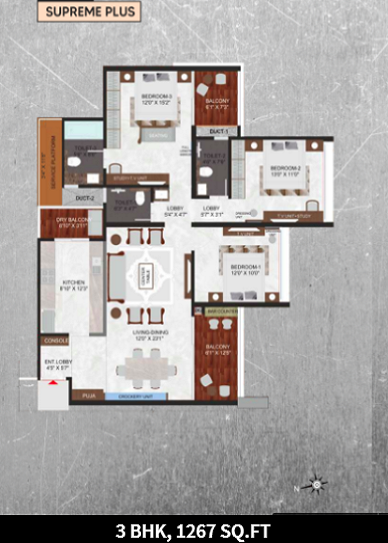 Excellaa Primarc Bavdhan 3BHK Plan
